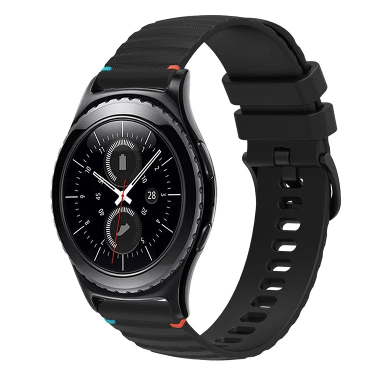 سوار ساعة سيليكون 20مم بنمط منقط ومموج مخيط، لساعات Samsung Galaxy Watch 42مم، لساعات Samsung Gear S2 Classic