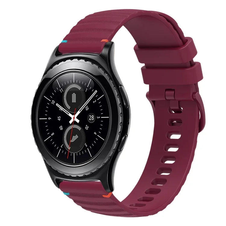 سوار ساعة سيليكون 20مم بنمط منقط ومموج مخيط، لساعات Samsung Galaxy Watch 42مم، لساعات Samsung Gear S2 Classic