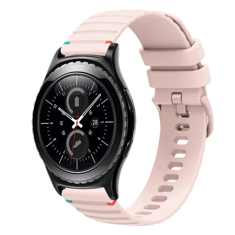 سوار ساعة سيليكون 20مم بنمط منقط ومموج مخيط، لساعات Samsung Galaxy Watch 42مم، لساعات Samsung Gear S2 Classic