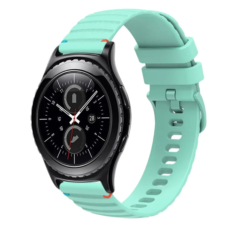 سوار ساعة سيليكون 20مم بنمط منقط ومموج مخيط، لساعات Samsung Galaxy Watch 42مم، لساعات Samsung Gear S2 Classic