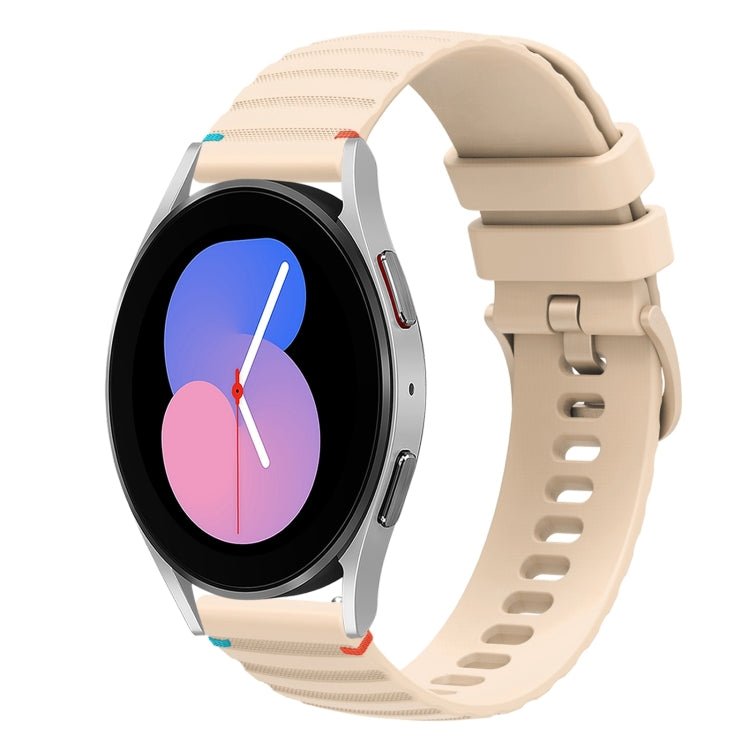 سوار ساعة سيليكون مخيط بنقاط متموجة 20 مم، لساعة Samsung Galaxy Watch 5 مقاس 40 / 44 مم، لساعة Samsung Galaxy Watch 5 Pro مقاس 45 مم، لساعة Samsung Galaxy Watch 4 مقاس 40 / 44 مم، لساعة Samsung Galaxy Watch 4 Classic مقاس 42 / 46 مم