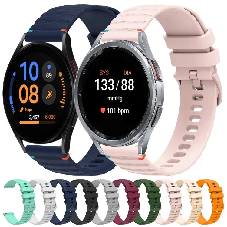 سوار ساعة سيليكون 20مم بنمط منقط ومموج مخيط، لساعات Samsung Galaxy Watch 42مم، لساعات Samsung Gear S2 Classic