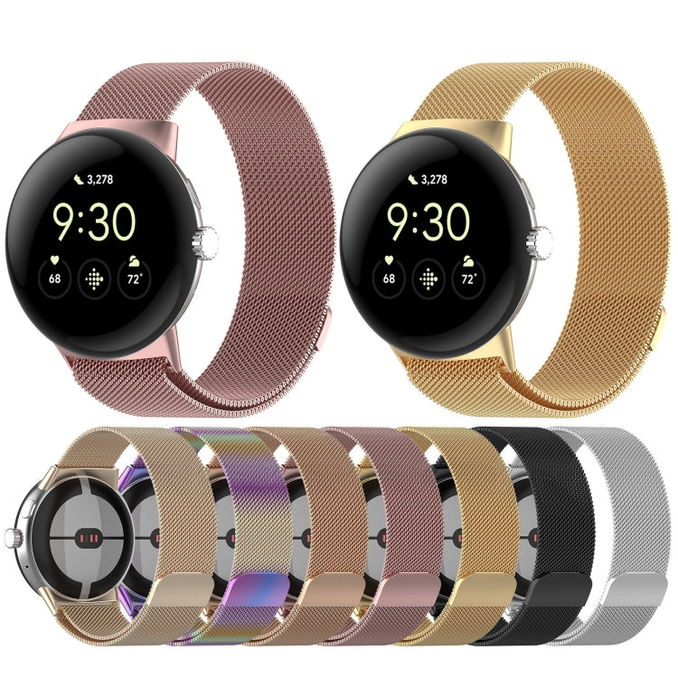 سوار ساعة معدني ميلانيزي مغناطيسي، لساعات Google Pixel Watch 4 / Watch 3 45mm، Google Pixel Watch 4 / 3 / 2 / 1 41mm
