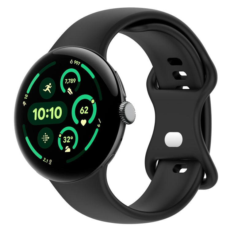 سوار ساعة سيليكون بمشبك فراشة بلون صلب، الحجم: L، لساعة Google Pixel 4 / Watch 3 مقاس 45مم، لساعة Google Pixel 4 / 3 / 2 / 1 مقاس 41مم