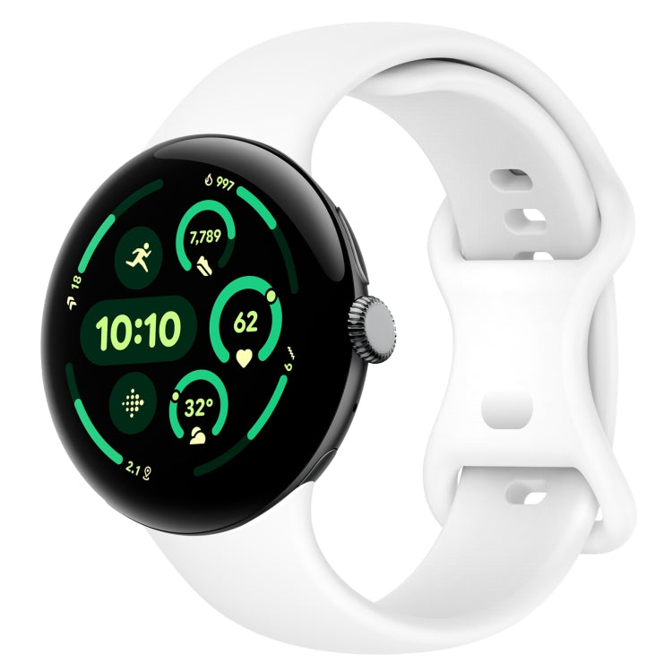 سوار ساعة سيليكون بمشبك فراشة بلون صلب، الحجم: L، لساعة Google Pixel 4 / Watch 3 مقاس 45مم، لساعة Google Pixel 4 / 3 / 2 / 1 مقاس 41مم