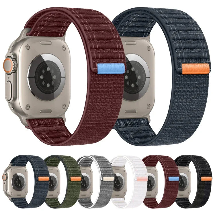 سوار ساعة من النايلون بمشبك هوك ولووب Sea Wave، لساعات Apple Watch SE 2023 مقاس 44 مم، وApple Watch SE 2023 مقاس 40 مم، وApple Watch Ultra 2 مقاس 49 مم، وApple Watch Series 9 مقاس 45 مم، وApple Watch Series 9 مقاس 41 مم، وApple Watch Ultra مقاس 49 مم