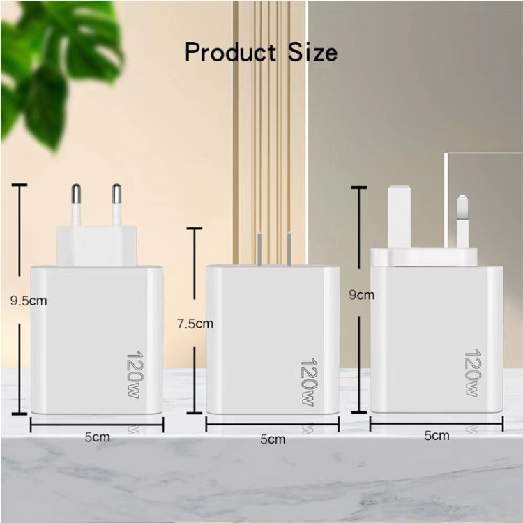 شاحن متعدد المنافذ 120 واط 3 PD Type-C مزدوج USB للهواتف المحمولة، قابس الاتحاد الأوروبي، قابس الاتحاد الأوروبي