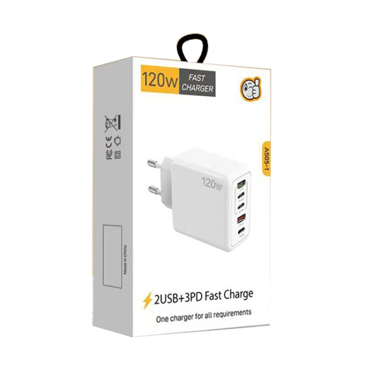 شاحن متعدد المنافذ 120 واط 3 PD Type-C مزدوج USB للهواتف المحمولة، قابس الاتحاد الأوروبي، قابس الاتحاد الأوروبي