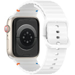 سوار ساعة سيليكون مخيط بنقشة حبيبات متموجة، لسلسلة Apple Watch SE 2023 مقاس 44مم، لسلسلة Apple Watch SE 2023 مقاس 40مم، لسلسلة Apple Watch Ultra 2 مقاس 49مم، لسلسلة Apple Watch 9 مقاس 45مم