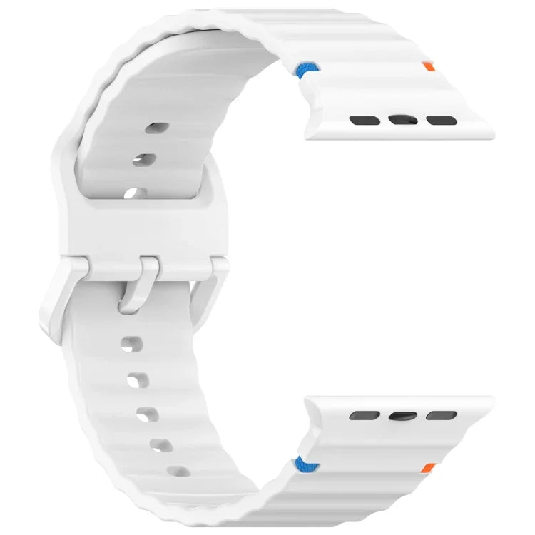 سوار ساعة سيليكون مخيط بنقشة حبيبات متموجة، لسلسلة Apple Watch SE 2023 مقاس 44مم، لسلسلة Apple Watch SE 2023 مقاس 40مم، لسلسلة Apple Watch Ultra 2 مقاس 49مم، لسلسلة Apple Watch 9 مقاس 45مم