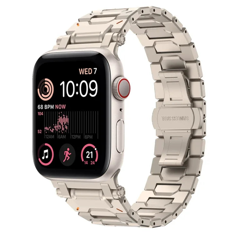 Pathfinder Stainless Steel Metal Watch Band, For Apple Watch Series 10 46mm, For Apple Watch SE 2023 44mm, For Apple Watch Ultra 2 49mm, For Apple Watch Series 9 45mm, For Apple Watch Ultra 49mm, For Apple Watch Series 8 45mm, For Apple Watch SE 2022 4...