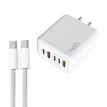 شاحن سريع متعدد المنافذ بقوة 120 واط PD3.0 مع 3 منافذ Type-C و2 USB مع كابل Type-C إلى Type-C، قابس الولايات المتحدة، قابس الولايات المتحدة + كابل C إلى C