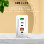 شاحن سريع متعدد المنافذ بقوة 120 واط PD3.0 مع 3 منافذ Type-C و2 USB مع كابل Type-C إلى Type-C، قابس الولايات المتحدة، قابس الولايات المتحدة + كابل C إلى C