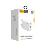 شاحن سريع متعدد المنافذ 120 واط PD3.0 مع 3 منافذ Type-C و2 USB مع كابل Type-C إلى Type-C، قابس المملكة المتحدة، قابس المملكة المتحدة + كابل C إلى C