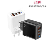 شاحن متوافق بالكامل 45 واط PD3.0 / PPS Type-C + QC3.0 USB، قابس الاتحاد الأوروبي، PD3.0 / PPS Type-C + QC3.0 USB (قابس الاتحاد الأوروبي)