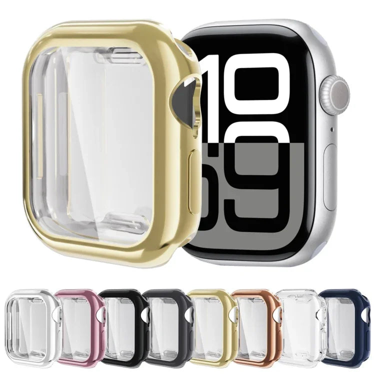 غطاء ساعة من TPU مطلي بالكهرباء بتغطية كاملة، لسلسلة Apple Watch 11 / 10 بمقاس 46مم، لسلسلة Apple Watch 11 / 10 بمقاس 42مم