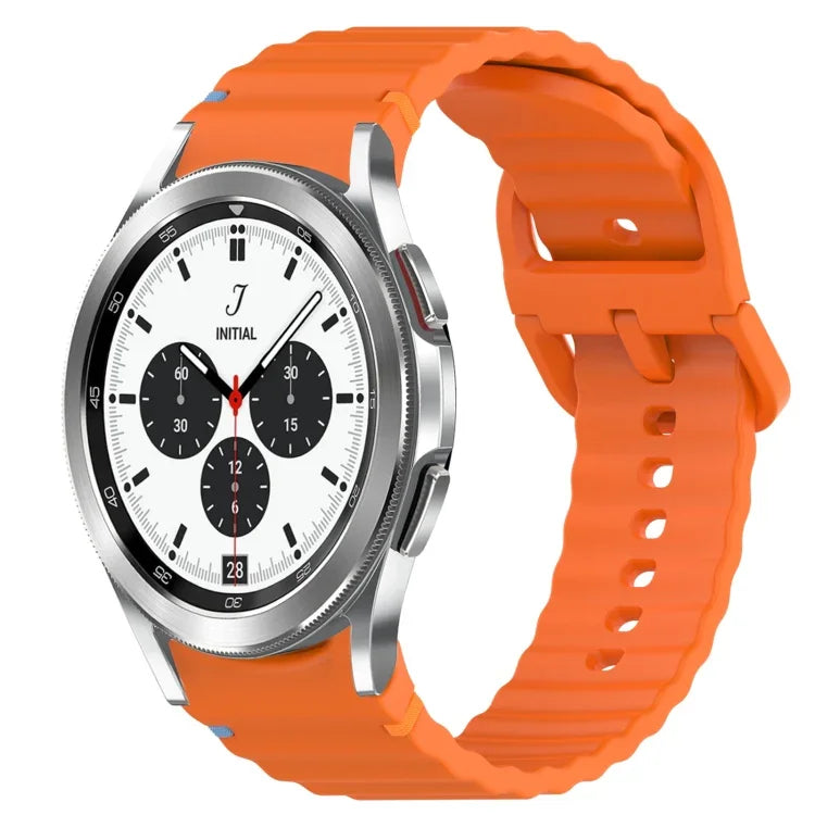Wavy Grain Stitched Quick Release Silicone Watch Band, For Samsung Galaxy Watch 4 44mm, For Samsung Galaxy Watch 4 40mm, For Samsung  Galaxy Watch 4 Classic 46mm, For Samsung  Galaxy Watch 4 Classic 42mm