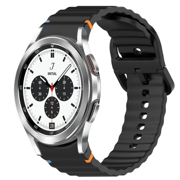 Wavy Grain Stitched Quick Release Silicone Watch Band, For Samsung Galaxy Watch 4 44mm, For Samsung Galaxy Watch 4 40mm, For Samsung  Galaxy Watch 4 Classic 46mm, For Samsung  Galaxy Watch 4 Classic 42mm