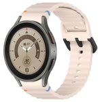 Wavy Grain Stitched Black Buckle Silicone Watch Band, For Samsung Galaxy Watch 5 40 / 44mm, For Samsung Galaxy Watch 5 Pro, For Samsung Galaxy Watch 4 40 / 44mm, For Samsung Galaxy Watch 4 Classic 42 / 46mm