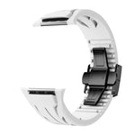 سوار ساعة من السيليكون مع إبزيم فراشة أسود من الفولاذ المقاوم للصدأ Tailor، لساعات Apple Watch مقاسات 44مم / 45مم / 46مم / 49مم