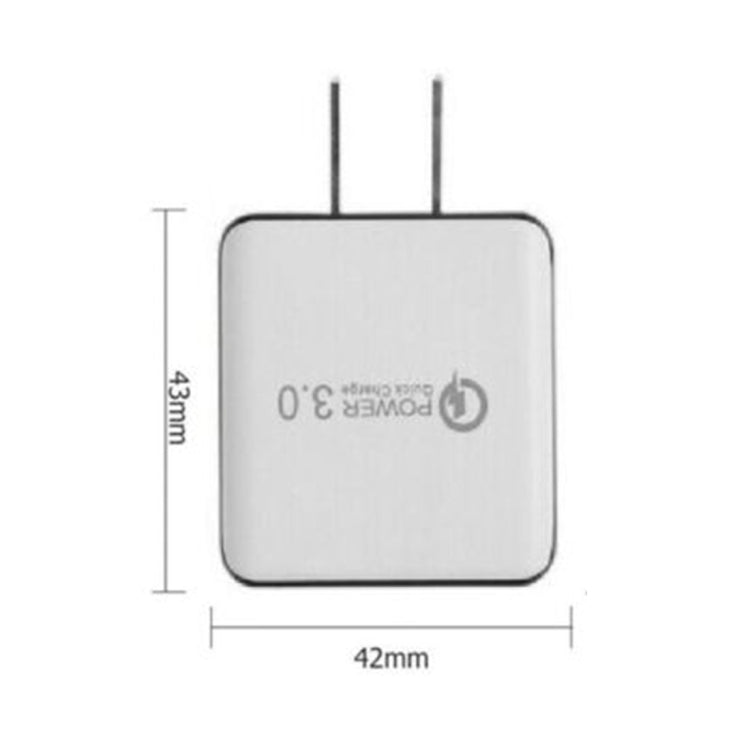 شاحن سريع QC 3.0 بسحب سلك بمنفذ USB واحد، قابس الولايات المتحدة، أسود، أبيض