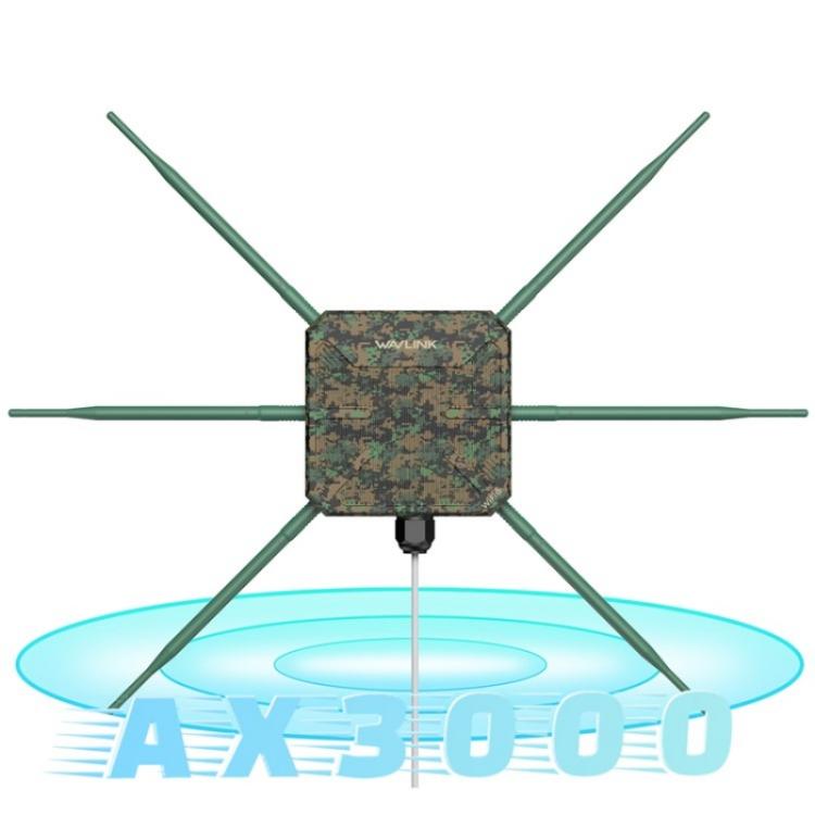 موسع واي فاي خارجي WAVLINK WN588HX3 AX3000 مع 6 هوائيات مكرر واي فاي ثنائي النطاق، قابس أمريكي، قابس أوروبي، قابس بريطاني، قابس أسترالي
