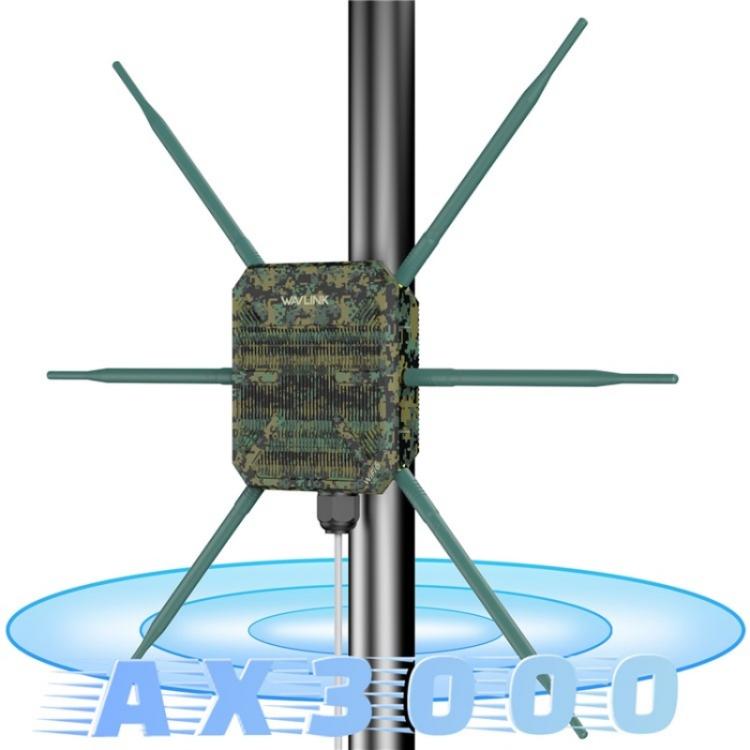 موسع واي فاي خارجي WAVLINK WN588HX3 AX3000 مع 6 هوائيات مكرر واي فاي ثنائي النطاق، قابس أمريكي، قابس أوروبي، قابس بريطاني، قابس أسترالي