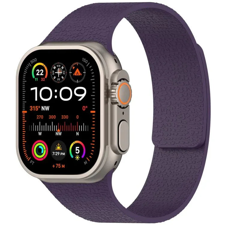 سوار ساعة سيليكون مغناطيسي بنقشة قشرة الليتشي، لساعات Apple Watch مقاسات 46مم / 49مم / 45مم / 44مم، لساعات Apple Watch مقاسات 42مم / 41مم / 40مم / 38مم