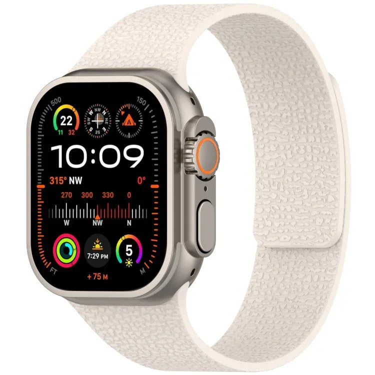 سوار ساعة سيليكون مغناطيسي بنقشة قشرة الليتشي، لساعات Apple Watch مقاسات 46مم / 49مم / 45مم / 44مم، لساعات Apple Watch مقاسات 42مم / 41مم / 40مم / 38مم