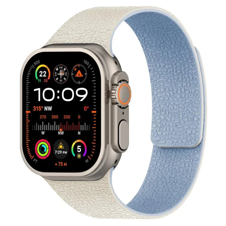 سوار ساعة سيليكون مغناطيسي بنقشة قشرة الليتشي، لساعات Apple Watch مقاسات 46مم / 49مم / 45مم / 44مم، لساعات Apple Watch مقاسات 42مم / 41مم / 40مم / 38مم