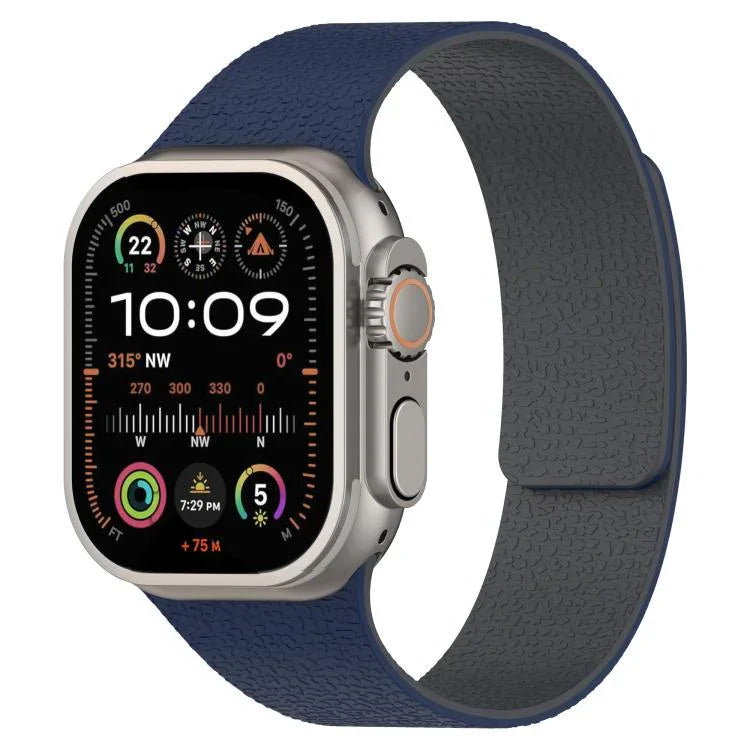 سوار ساعة سيليكون مغناطيسي بنقشة قشرة الليتشي، لساعات Apple Watch مقاسات 46مم / 49مم / 45مم / 44مم، لساعات Apple Watch مقاسات 42مم / 41مم / 40مم / 38مم
