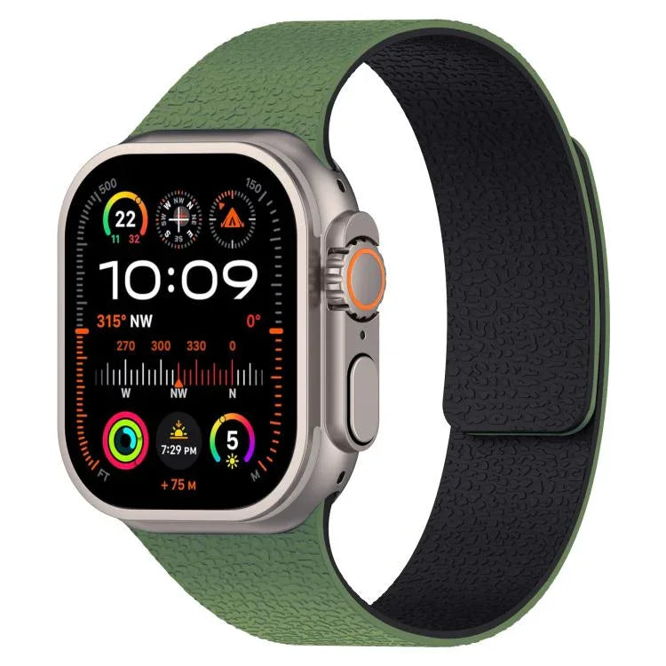 سوار ساعة سيليكون مغناطيسي بنقشة قشرة الليتشي، لساعات Apple Watch مقاسات 46مم / 49مم / 45مم / 44مم، لساعات Apple Watch مقاسات 42مم / 41مم / 40مم / 38مم