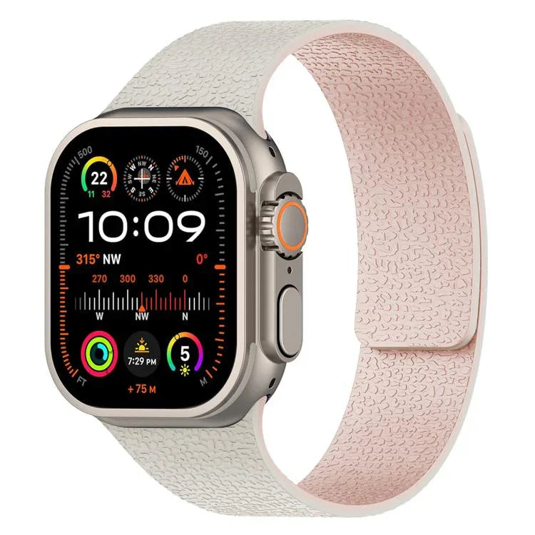 سوار ساعة سيليكون مغناطيسي بنقشة قشرة الليتشي، لساعات Apple Watch مقاسات 46مم / 49مم / 45مم / 44مم، لساعات Apple Watch مقاسات 42مم / 41مم / 40مم / 38مم