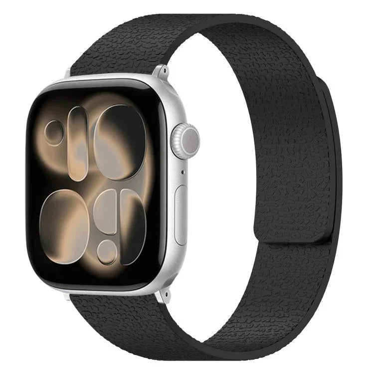 سوار ساعة سيليكون مغناطيسي بنقشة قشرة الليتشي، لساعات Apple Watch مقاسات 46مم / 49مم / 45مم / 44مم، لساعات Apple Watch مقاسات 42مم / 41مم / 40مم / 38مم