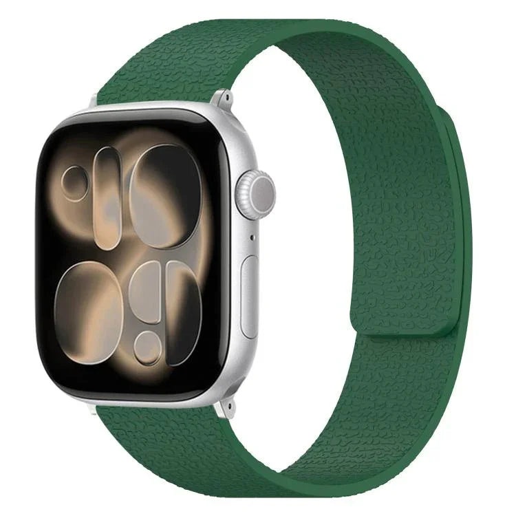 سوار ساعة سيليكون مغناطيسي بنقشة قشرة الليتشي، لساعات Apple Watch مقاسات 46مم / 49مم / 45مم / 44مم، لساعات Apple Watch مقاسات 42مم / 41مم / 40مم / 38مم