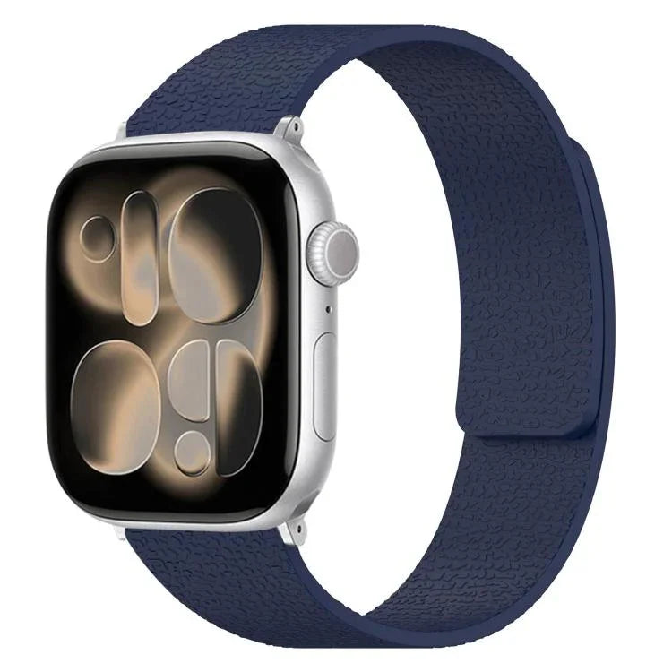سوار ساعة سيليكون مغناطيسي بنقشة قشرة الليتشي، لساعات Apple Watch مقاسات 46مم / 49مم / 45مم / 44مم، لساعات Apple Watch مقاسات 42مم / 41مم / 40مم / 38مم