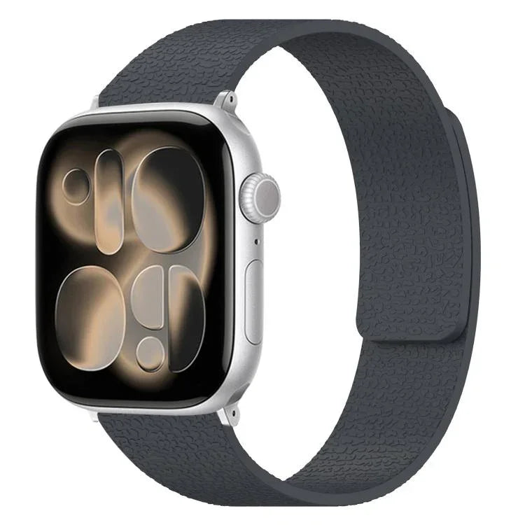 سوار ساعة سيليكون مغناطيسي بنقشة قشرة الليتشي، لساعات Apple Watch مقاسات 46مم / 49مم / 45مم / 44مم، لساعات Apple Watch مقاسات 42مم / 41مم / 40مم / 38مم