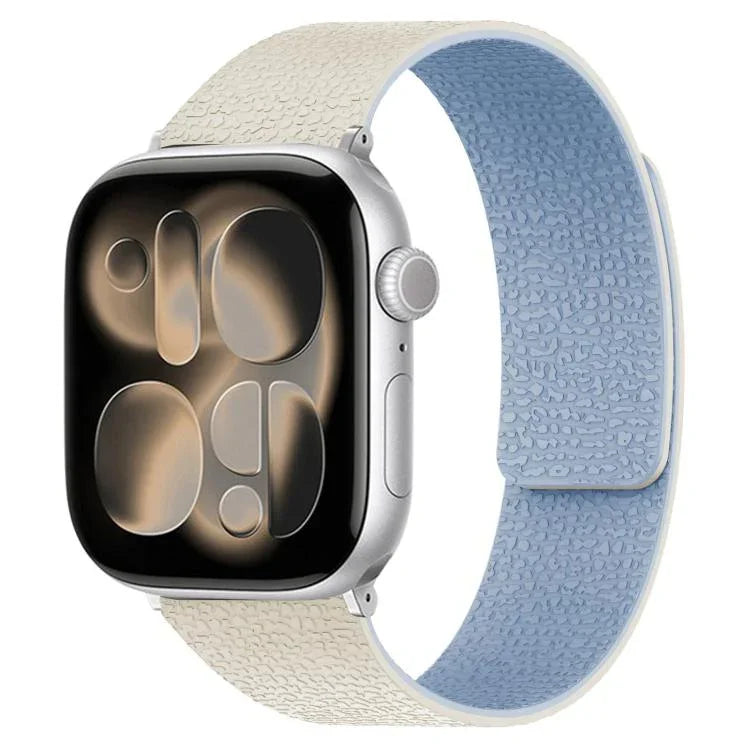 سوار ساعة سيليكون مغناطيسي بنقشة قشرة الليتشي، لساعات Apple Watch مقاسات 46مم / 49مم / 45مم / 44مم، لساعات Apple Watch مقاسات 42مم / 41مم / 40مم / 38مم