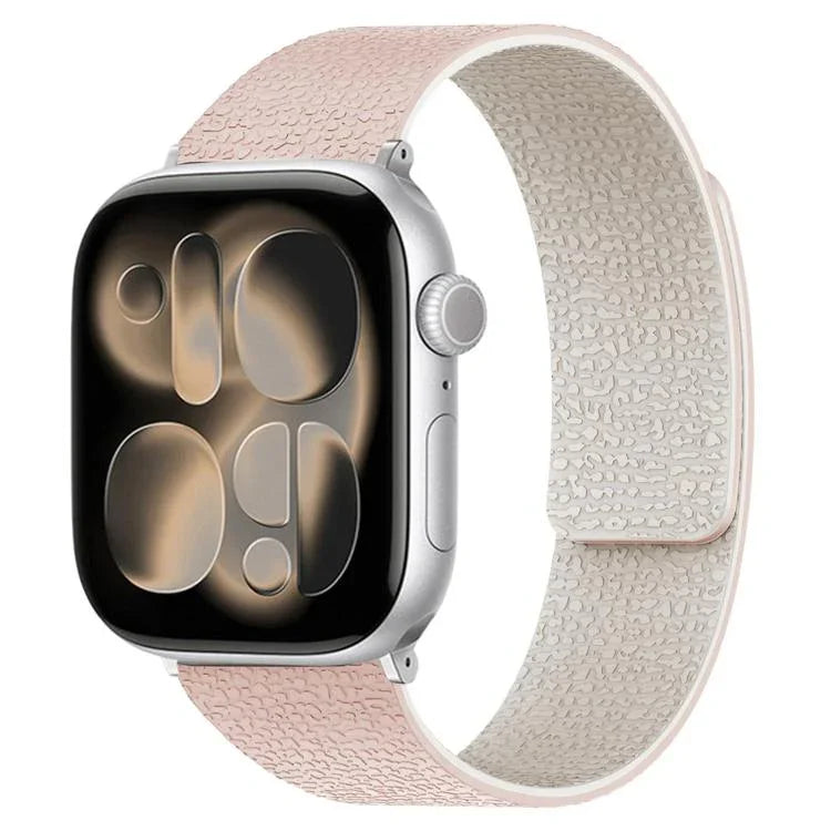 سوار ساعة سيليكون مغناطيسي بنقشة قشرة الليتشي، لساعات Apple Watch مقاسات 46مم / 49مم / 45مم / 44مم، لساعات Apple Watch مقاسات 42مم / 41مم / 40مم / 38مم