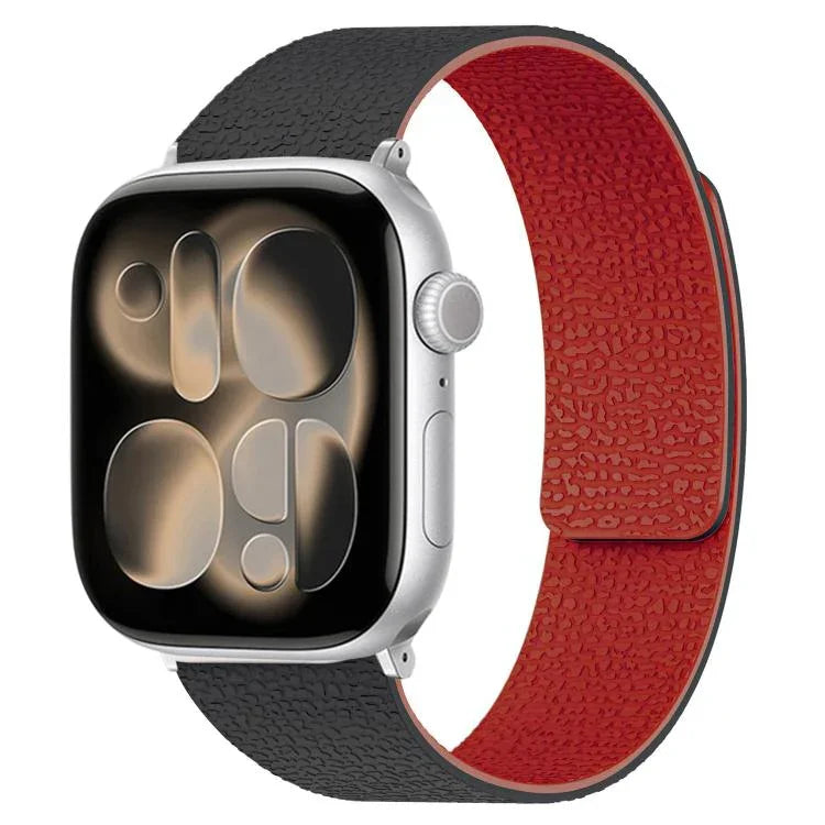سوار ساعة سيليكون مغناطيسي بنقشة قشرة الليتشي، لساعات Apple Watch مقاسات 46مم / 49مم / 45مم / 44مم، لساعات Apple Watch مقاسات 42مم / 41مم / 40مم / 38مم