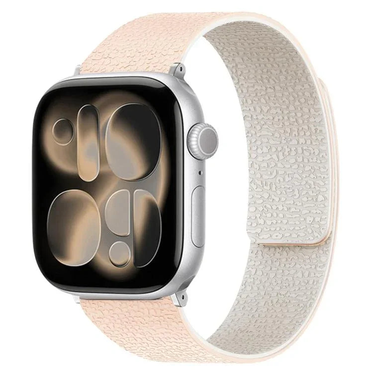 سوار ساعة سيليكون مغناطيسي بنقشة قشرة الليتشي، لساعات Apple Watch مقاسات 46مم / 49مم / 45مم / 44مم، لساعات Apple Watch مقاسات 42مم / 41مم / 40مم / 38مم