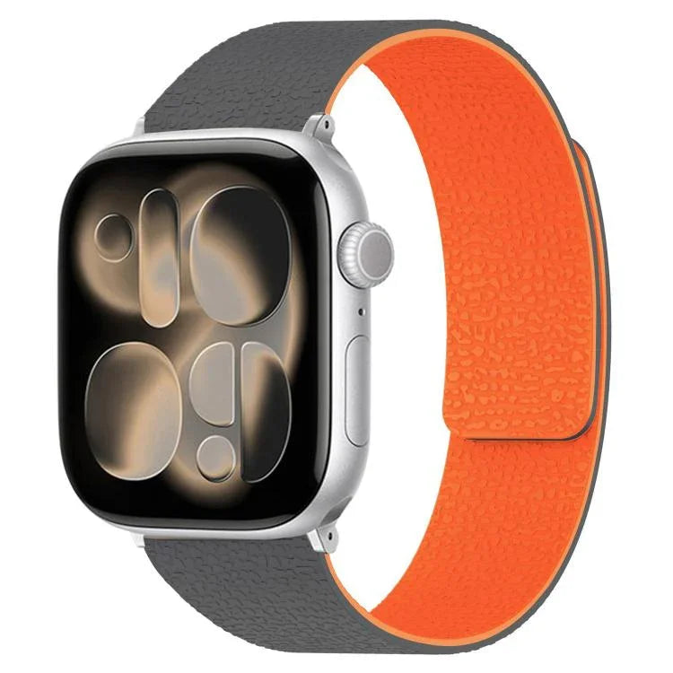 سوار ساعة سيليكون مغناطيسي بنقشة قشرة الليتشي، لساعات Apple Watch مقاسات 46مم / 49مم / 45مم / 44مم، لساعات Apple Watch مقاسات 42مم / 41مم / 40مم / 38مم