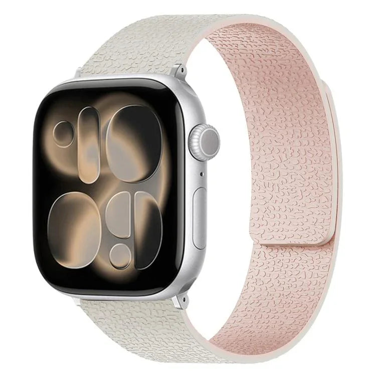 سوار ساعة سيليكون مغناطيسي بنقشة قشرة الليتشي، لساعات Apple Watch مقاسات 46مم / 49مم / 45مم / 44مم، لساعات Apple Watch مقاسات 42مم / 41مم / 40مم / 38مم