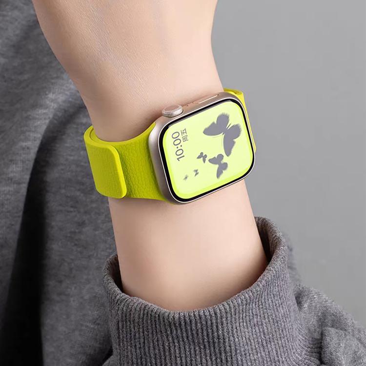 سوار ساعة سيليكون مغناطيسي بنقشة قشرة الليتشي، لساعات Apple Watch مقاسات 46مم / 49مم / 45مم / 44مم، لساعات Apple Watch مقاسات 42مم / 41مم / 40مم / 38مم