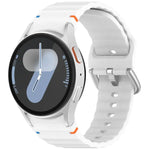 Wavy Grain Stitched Silver Buckle Silicone Watch Band, For Samsung Galaxy Watch 7 40 / 44mm
