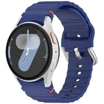 Wavy Grain Stitched Silver Buckle Silicone Watch Band, For Samsung Galaxy Watch 7 40 / 44mm