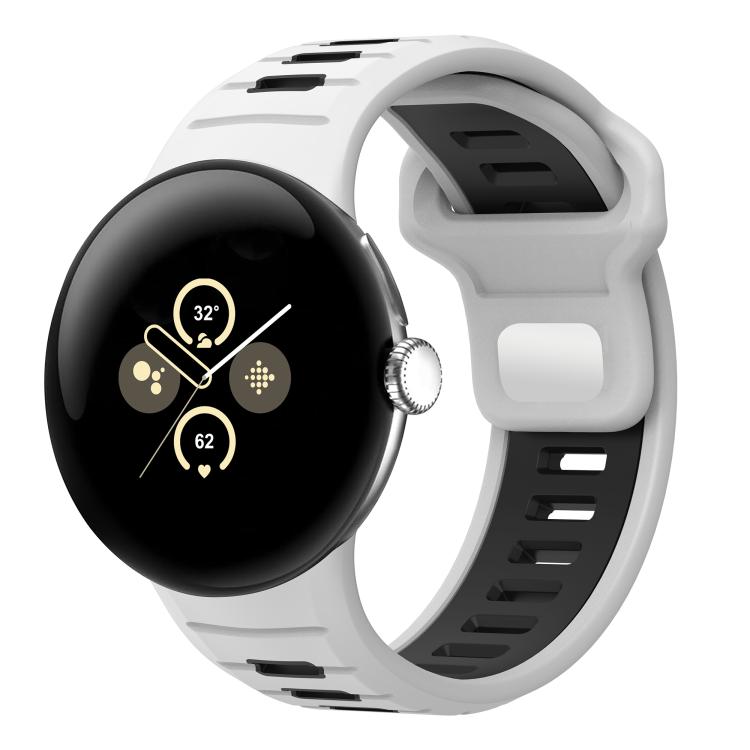 سوار ساعة من السيليكون بإبزيم عكسي بلونين، لساعات Google Pixel Watch 4 / Watch 3 45mm