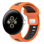 سوار ساعة من السيليكون بإبزيم عكسي بلونين، لساعات Google Pixel Watch 4 / Watch 3 45mm