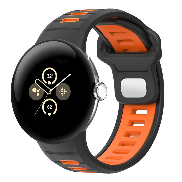 سوار ساعة من السيليكون بإبزيم عكسي بلونين، لساعات Google Pixel Watch 4 / Watch 3 45mm