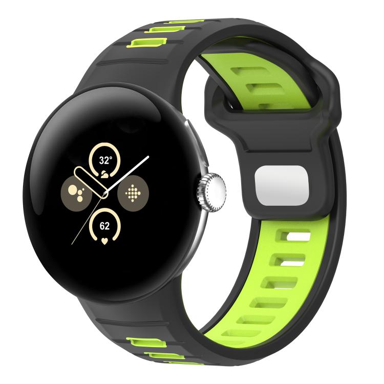 سوار ساعة من السيليكون بإبزيم عكسي بلونين، لساعات Google Pixel Watch 4 / Watch 3 45mm